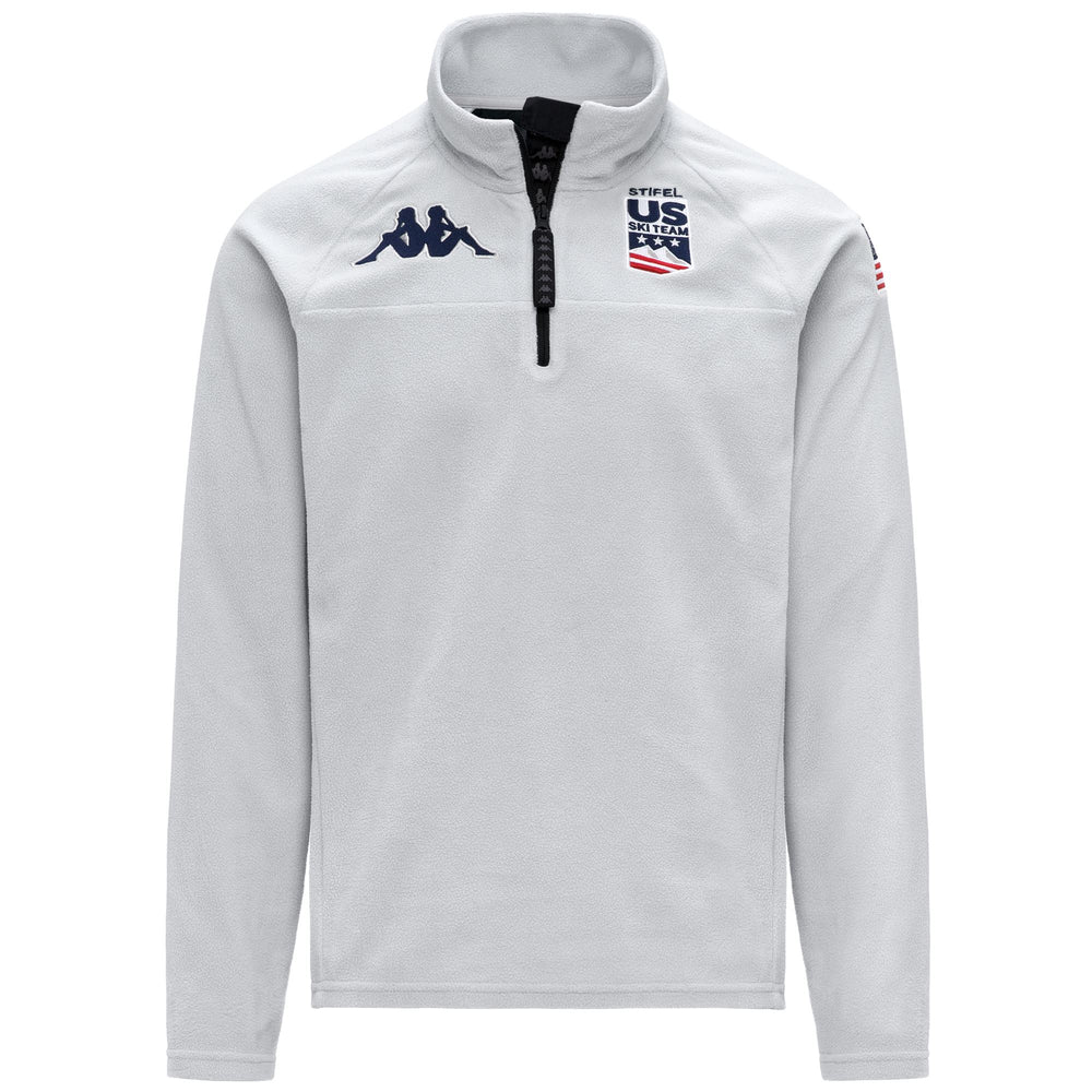 Jersey de esquí unisex gris de corte ajustado con media cremallera y forro polar. 02