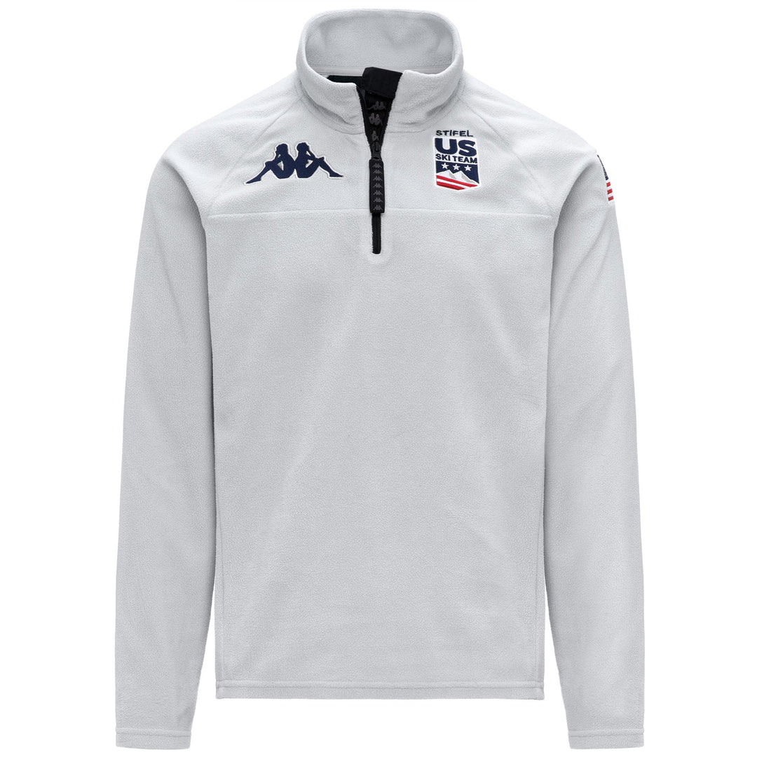 Pull de ski unisexe gris, coupe ajustée, avec demi-zip en polaire main