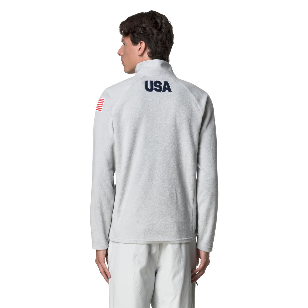 Pull de ski unisexe gris, coupe ajustée, avec demi-zip en polaire main