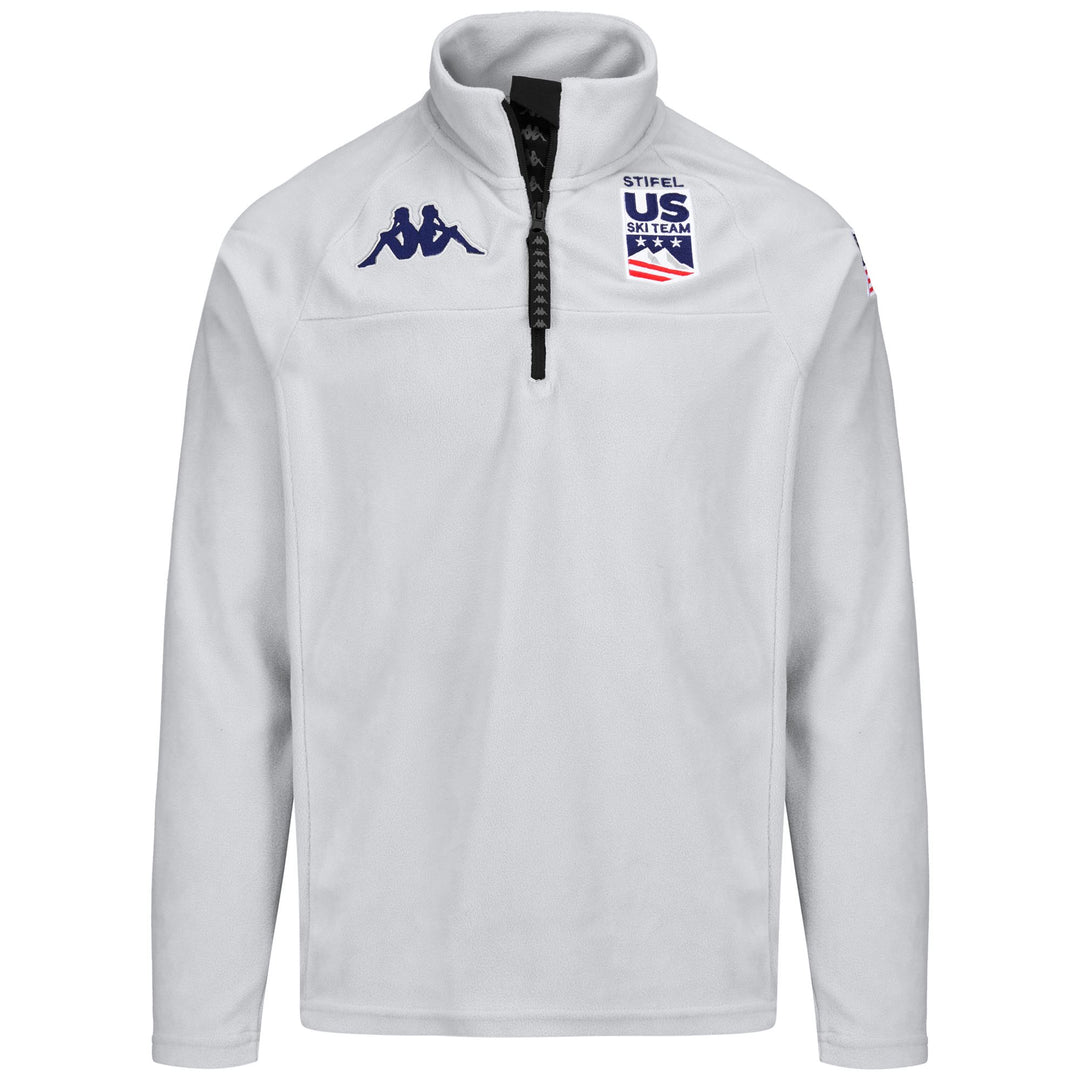 Pull polaire gris unisexe coupe ajustée avec demi-zip pour le ski 01