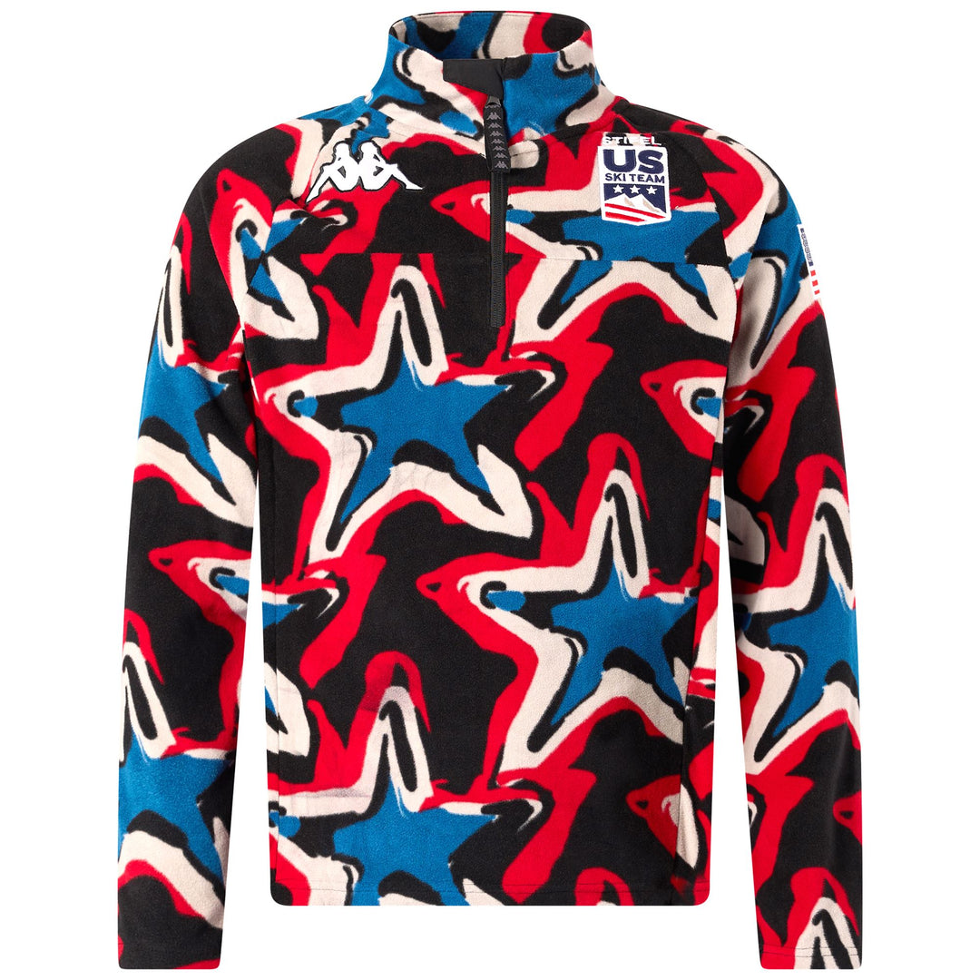 Black Red Men's Slim Fit Ski Fleece Jumper with Half Zip 01