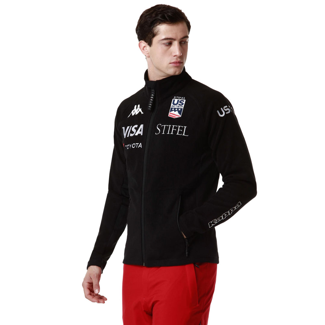 Black Men's Ski Fleece Jacket with Slim Fit and Zip Pockets main