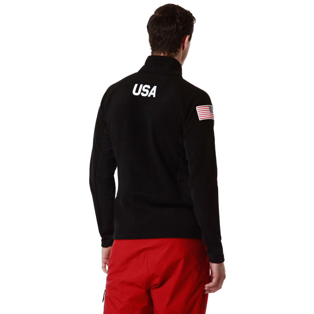 Black Men's Ski Fleece Jacket with Slim Fit and Zip Pockets main