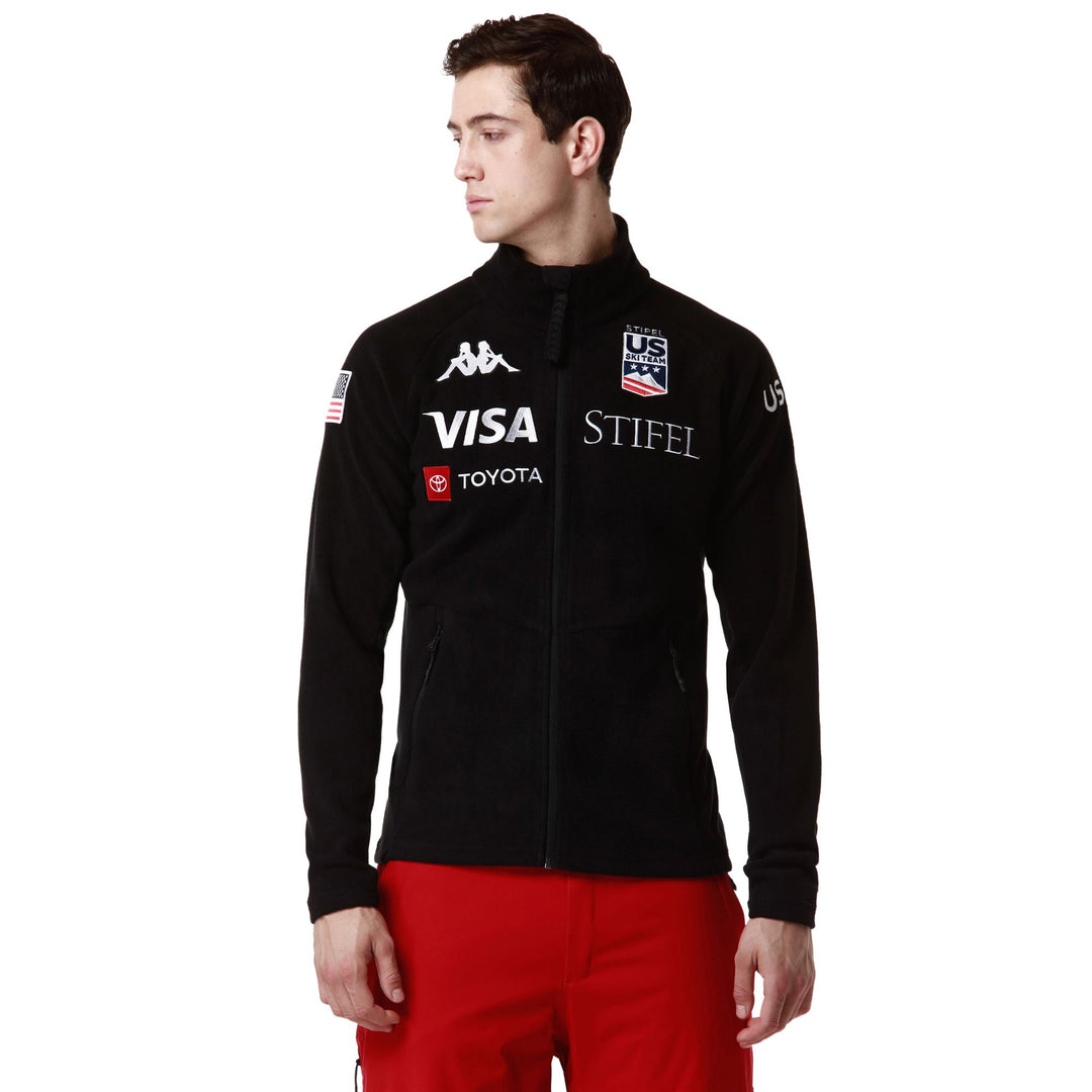 Black Men's Ski Fleece Jacket with Slim Fit and Zip Pockets main