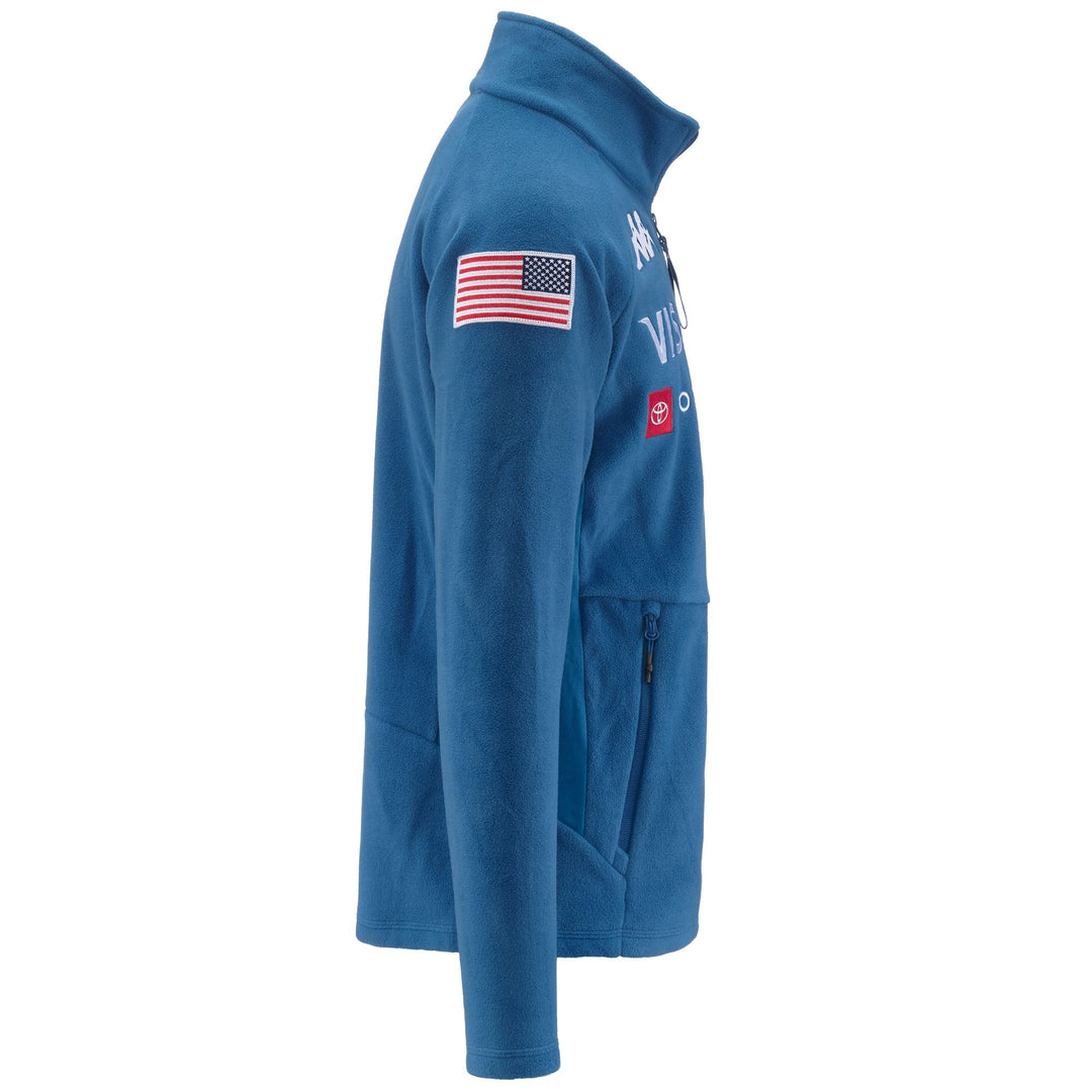 Polaire de ski bleue pour homme, coupe ajustée, avec poches zippées main
