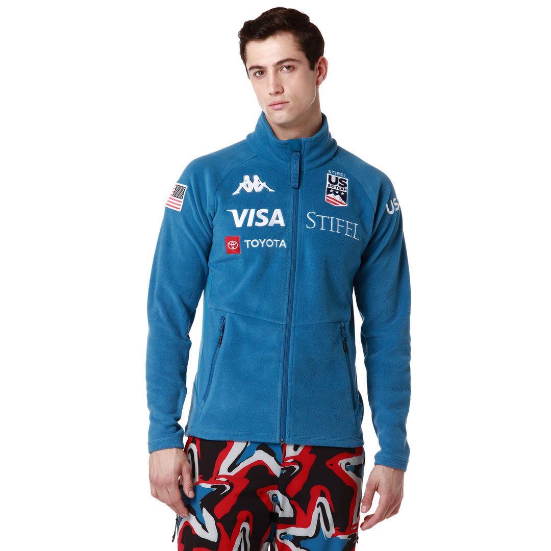 Deep Water Blue Men's Ski Fleece Jacket with Slim Fit Design main