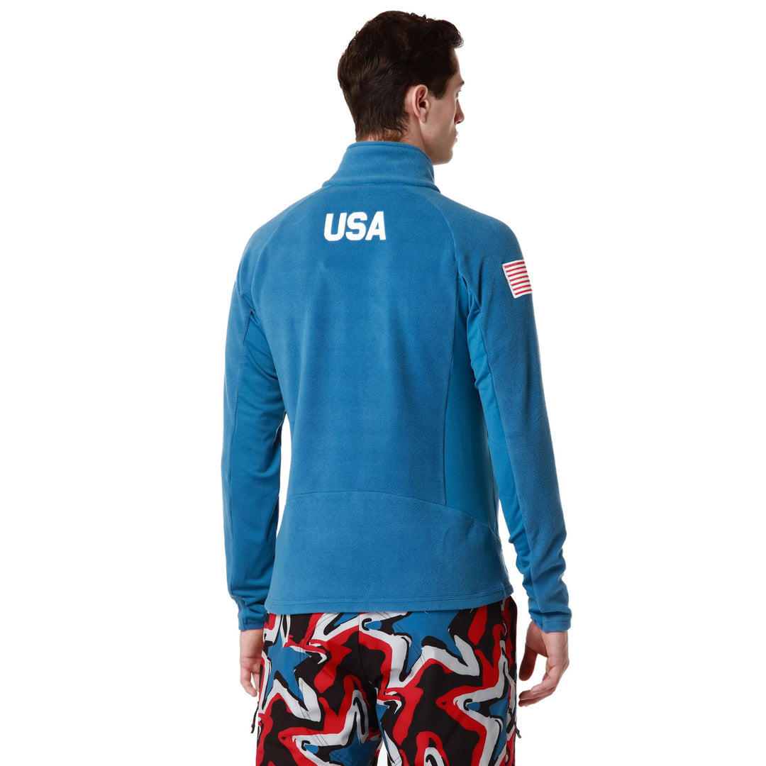 Deep Water Blue Men's Ski Fleece Jacket with Slim Fit Design main