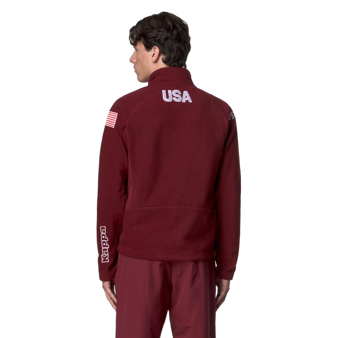 Polaire de ski rouge pour homme, coupe ajustée, avec empiècements extensibles main