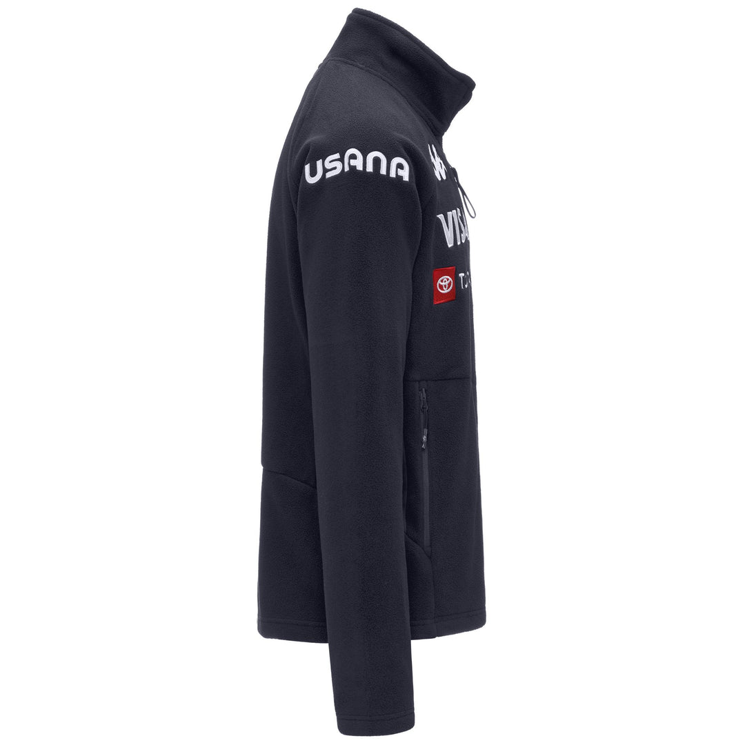 Veste de ski polaire bleue pour homme, coupe ajustée, avec empiècements extensibles main