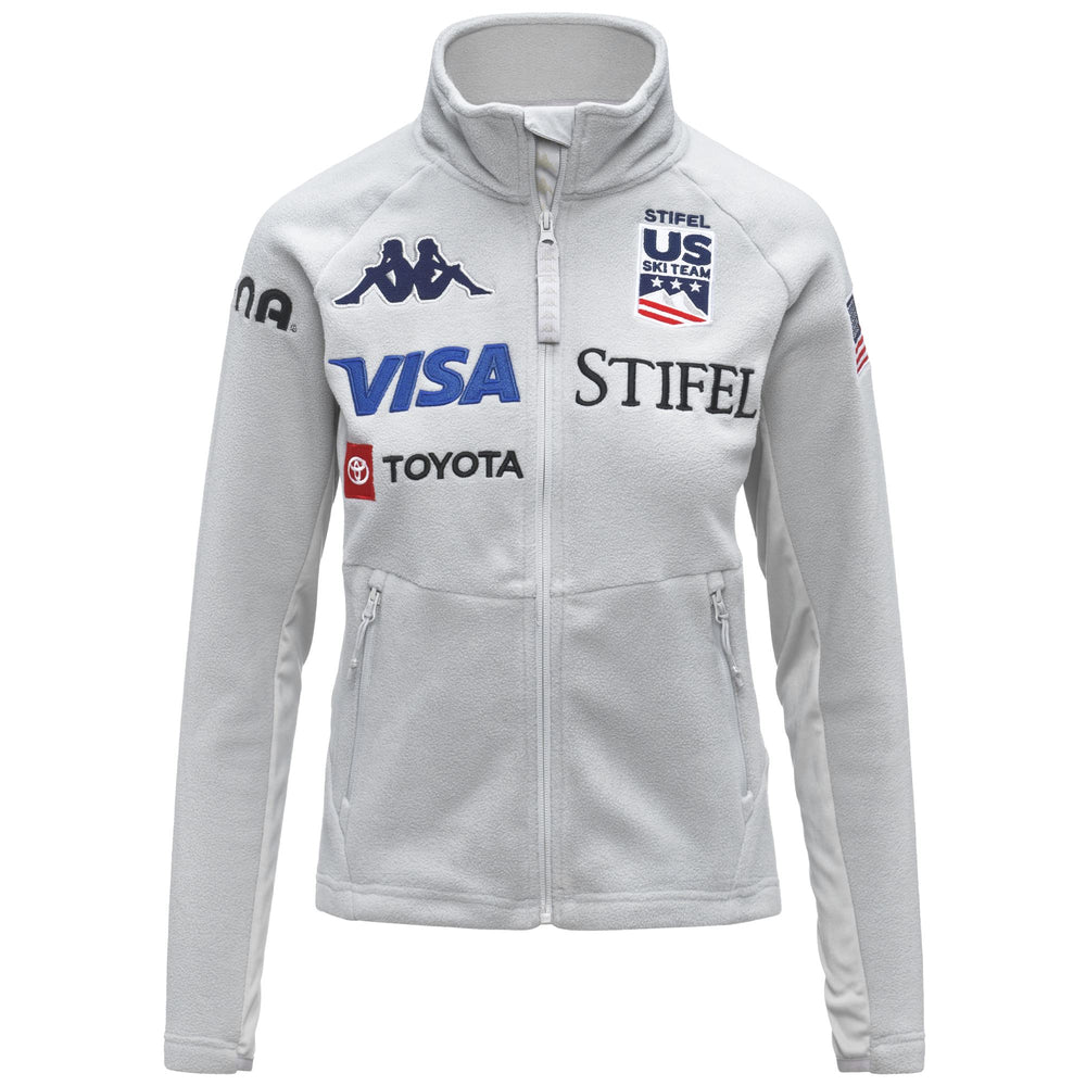 Light Grey Women's Ski Fleece Jacket with Slim Fit and Zipper Pockets 02