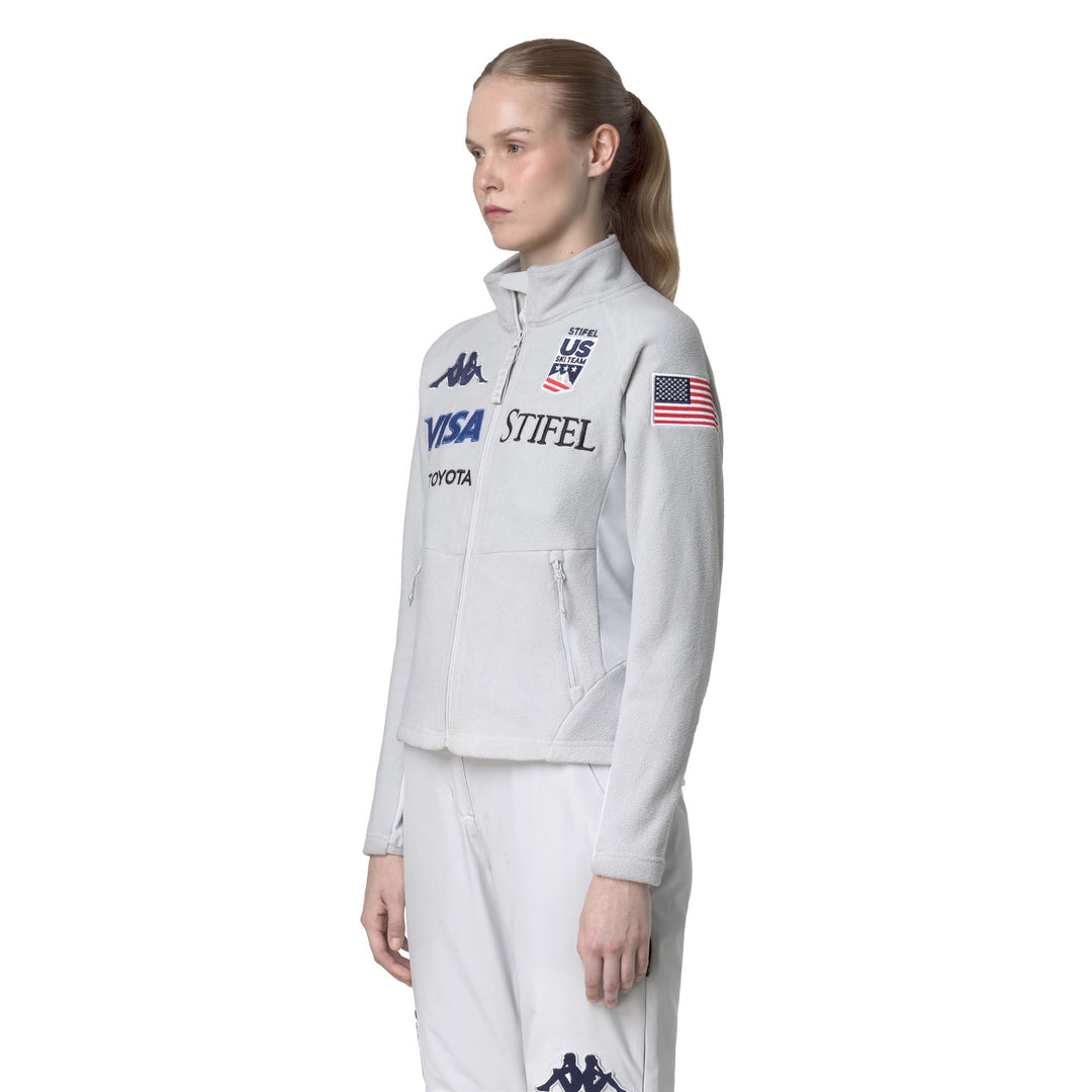 Grey Women's Slim Fit Ski Fleece Jacket with Zippered Pockets main