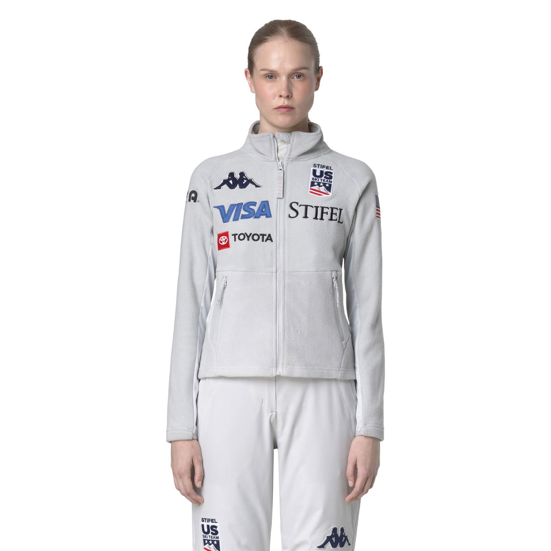 Light Grey Women's Ski Fleece Jacket with Slim Fit and Zipper Pockets 01