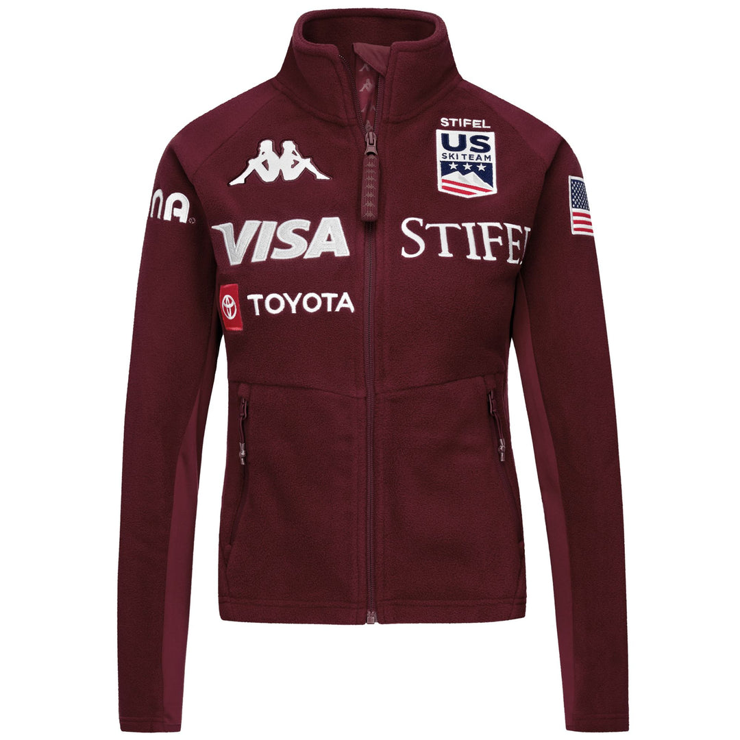 Red Women's Fleece Jacket with Stretch Inserts and Zipper Pockets main