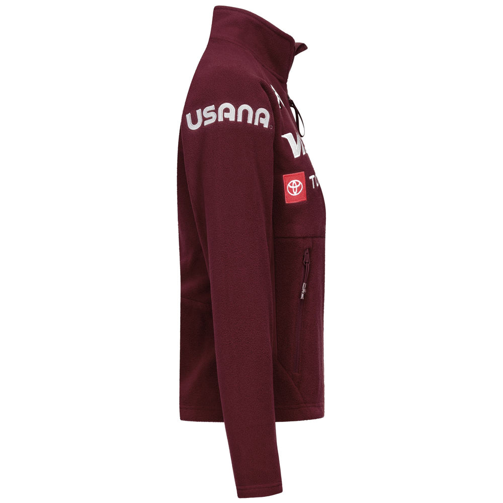 Red Women's Fleece Jacket with Stretch Inserts and Zipper Pockets 02