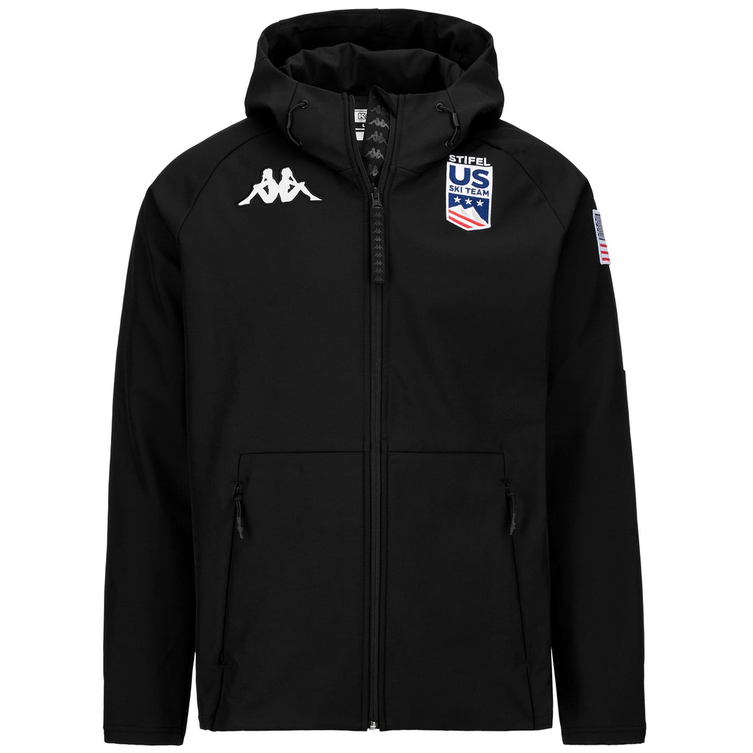 Sudadera con capucha de forro polar unisex negra de corte regular para esquí 01