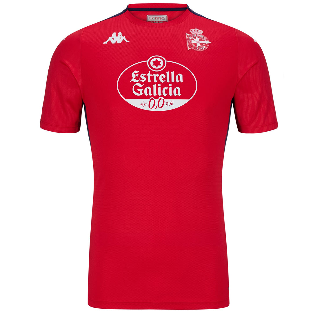 Camiseta deportiva roja y azul para hombre, confeccionada en tejido reciclado. 01