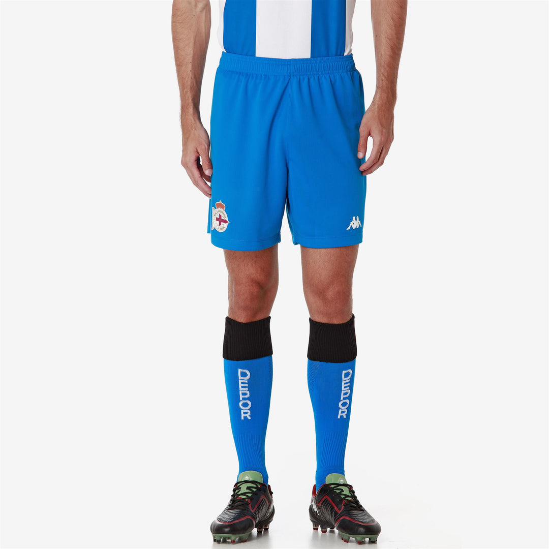 Short de football bleu Deportivo de La Coruña pour homme en tissu jacquard main