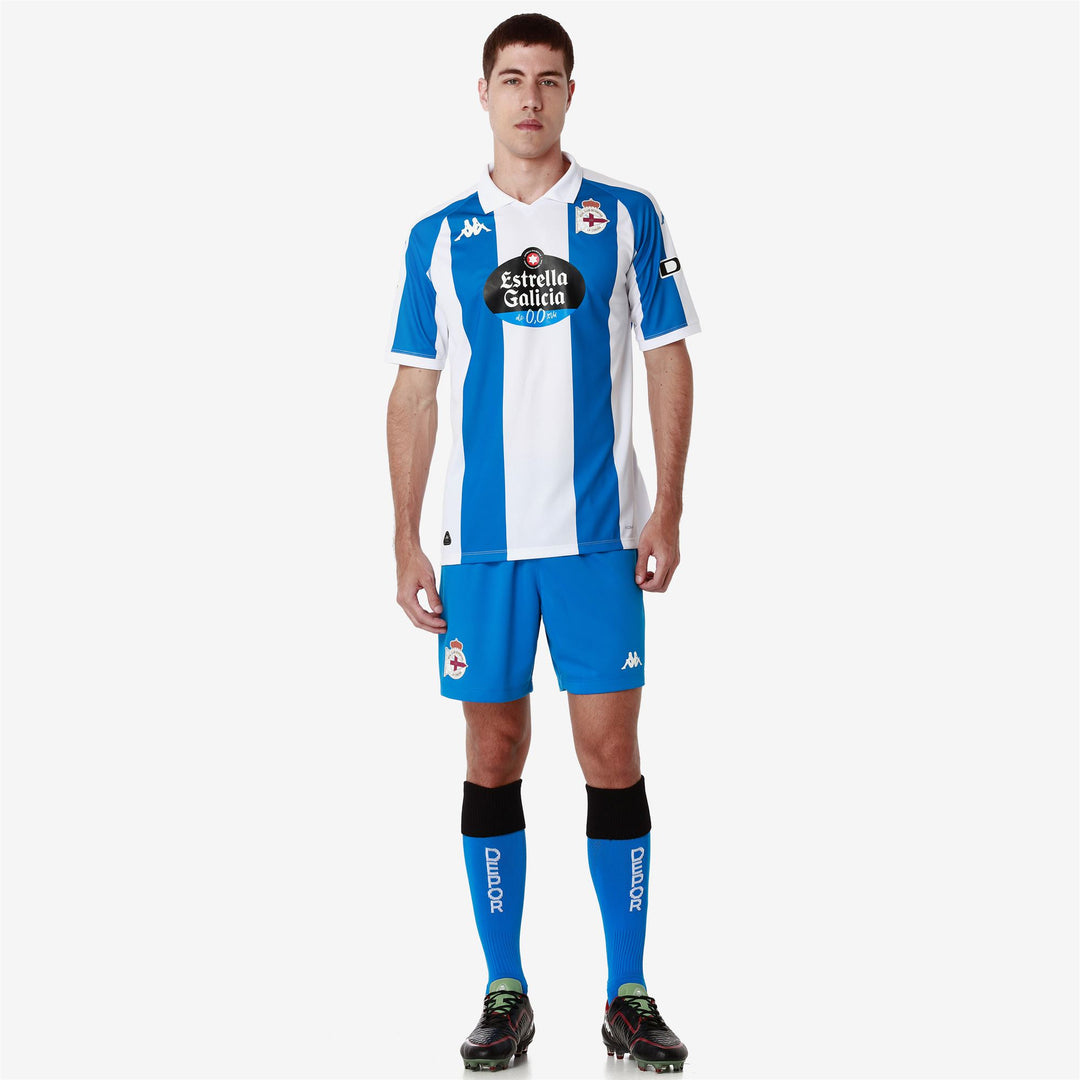 Short de football bleu Deportivo de La Coruña pour homme en tissu jacquard main