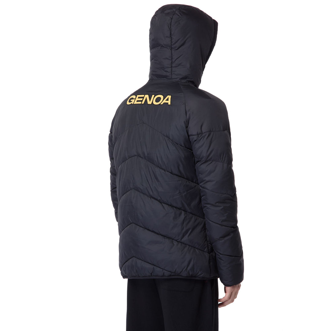 Black Men's Slim Fit Genoa FC Soccer Padded Hooded Jacket main