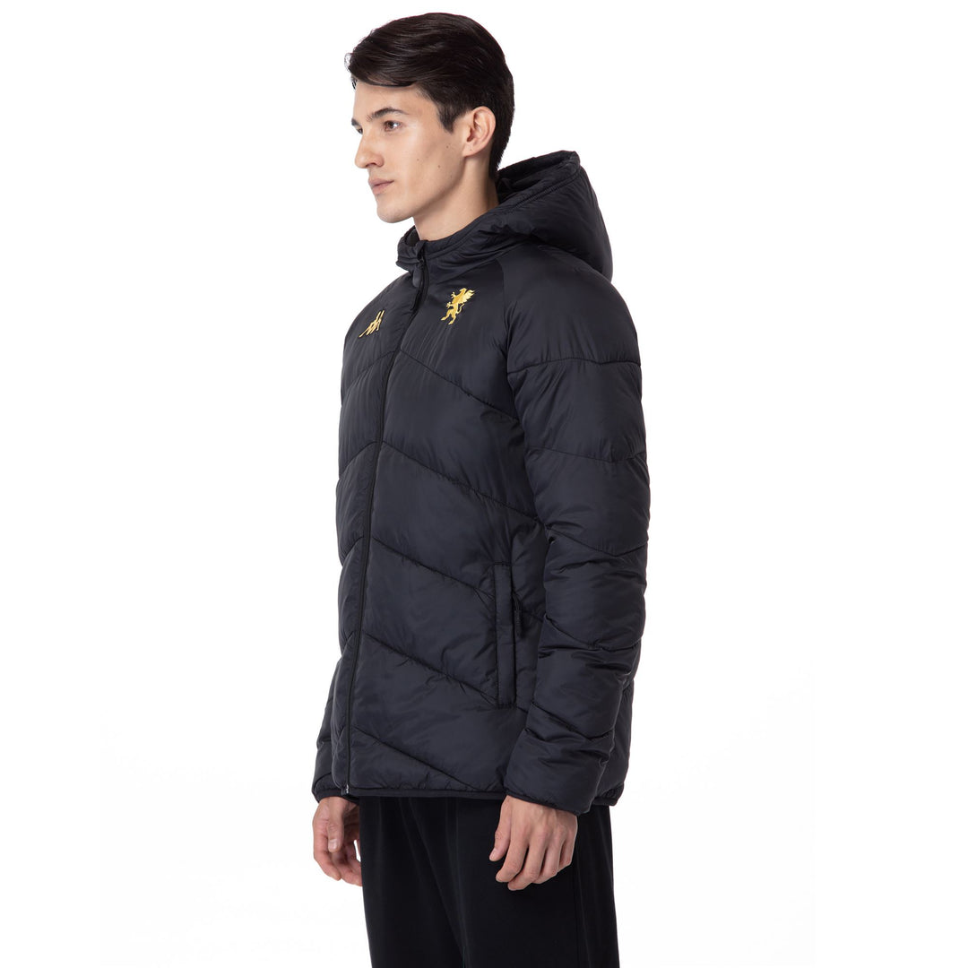 Black Men's Slim Fit Genoa FC Soccer Padded Hooded Jacket main