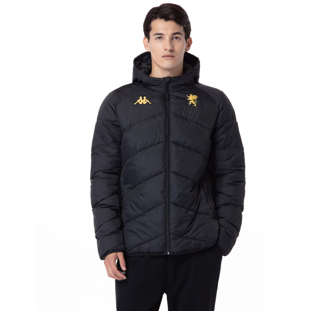 Chaqueta de fútbol de media caña para hombre, de color negro, en nailon y poliéster. 02