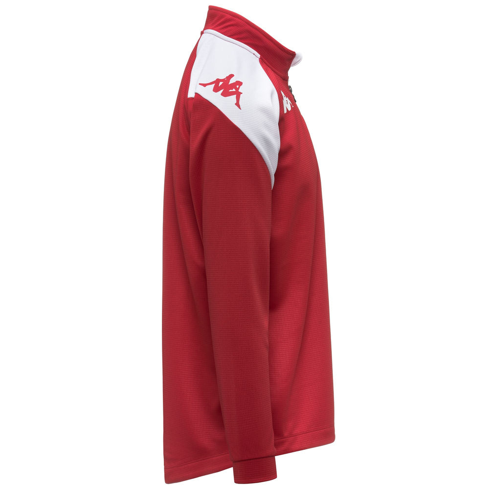 Suéter de entrenamiento polar rojo para hombre con media cremallera y logotipo Omini 02