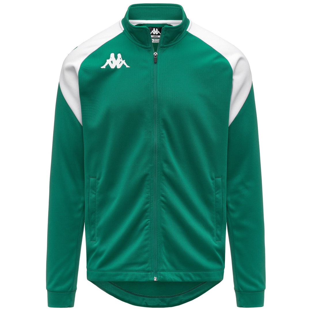Chaqueta de entrenamiento polar para hombre, color verde y blanco, con cremallera y bolsillos 01