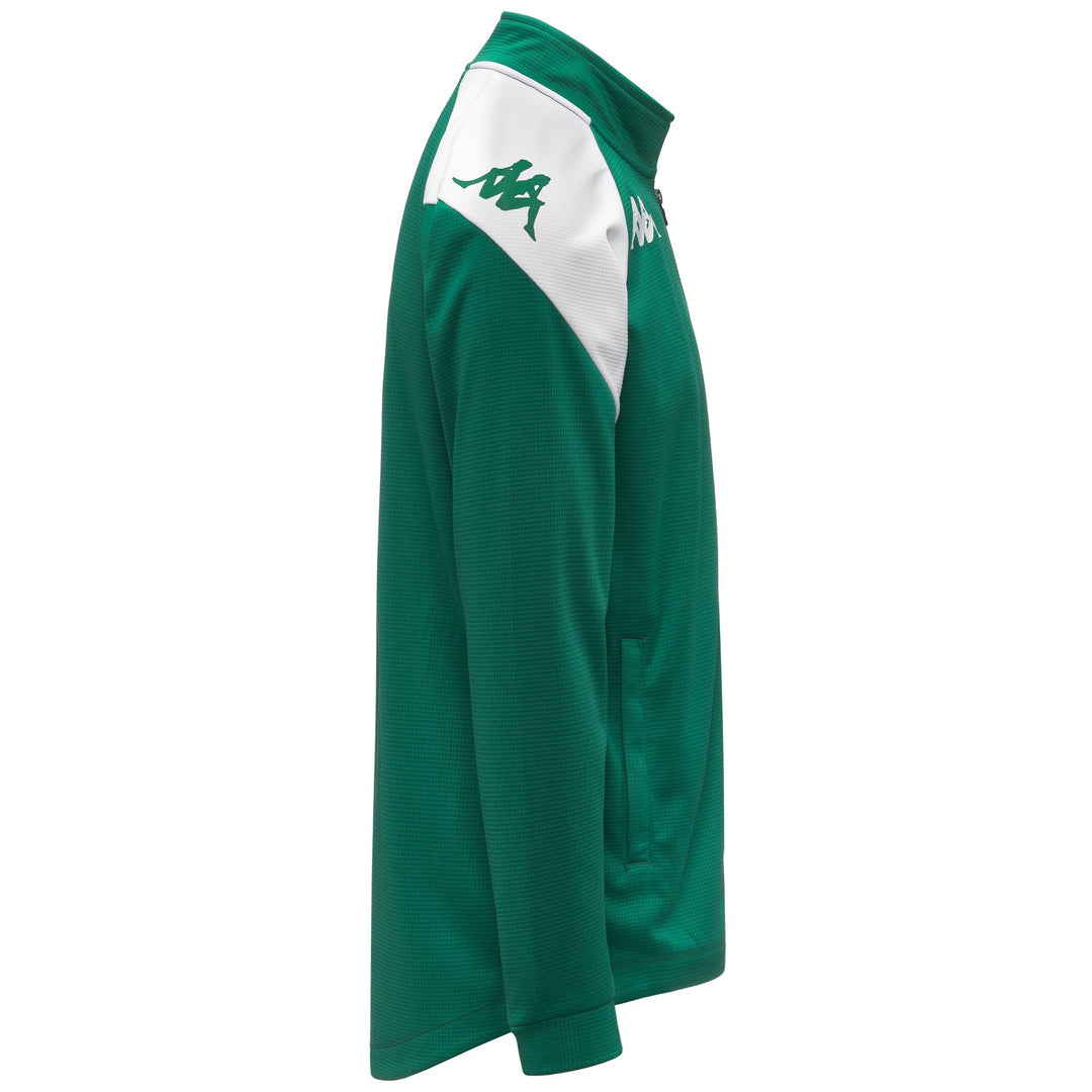 Chaqueta de entrenamiento polar para hombre, color verde y blanco, con cremallera y bolsillos main