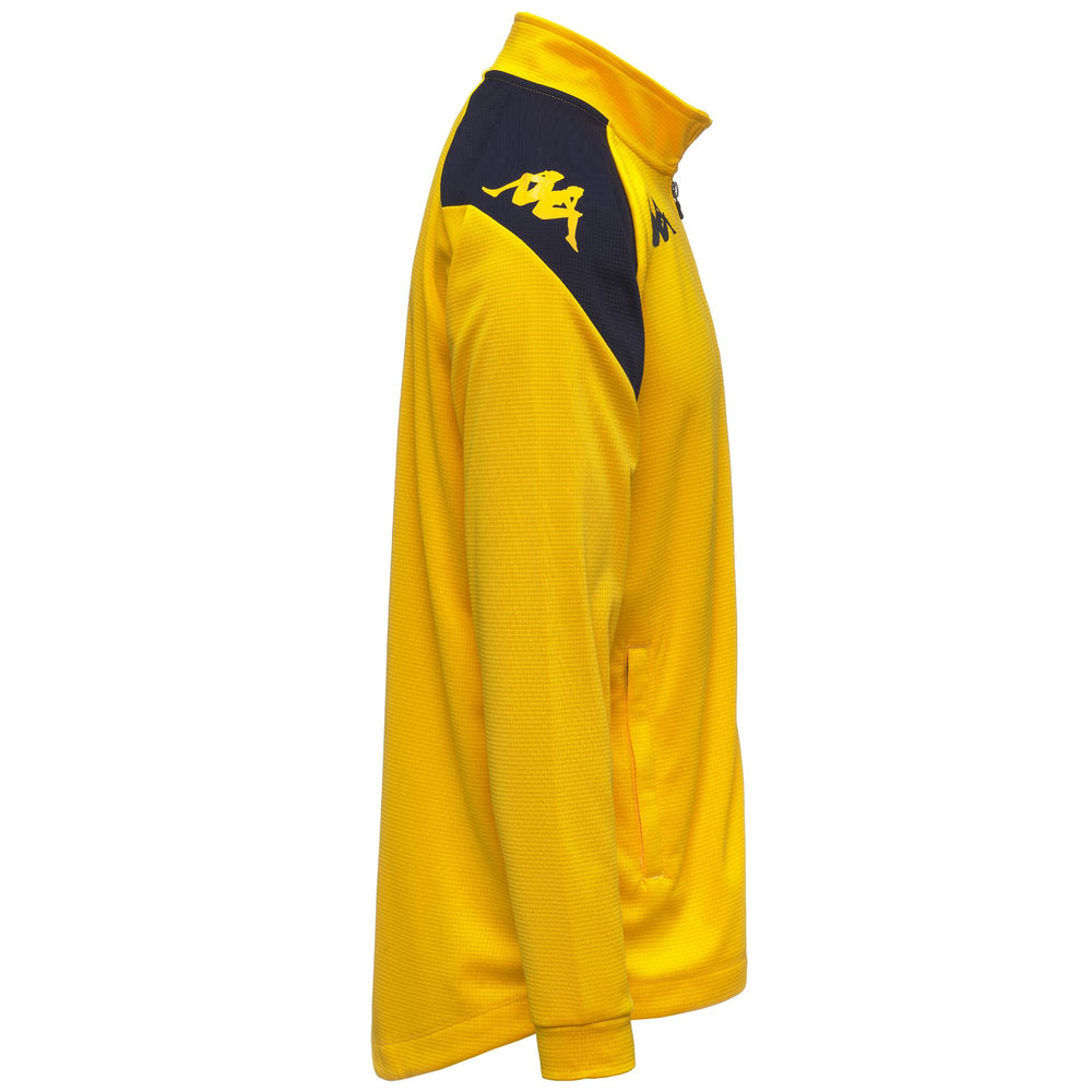 Chaqueta polar de entrenamiento amarilla para hombre con cremallera completa y bolsillos. 02