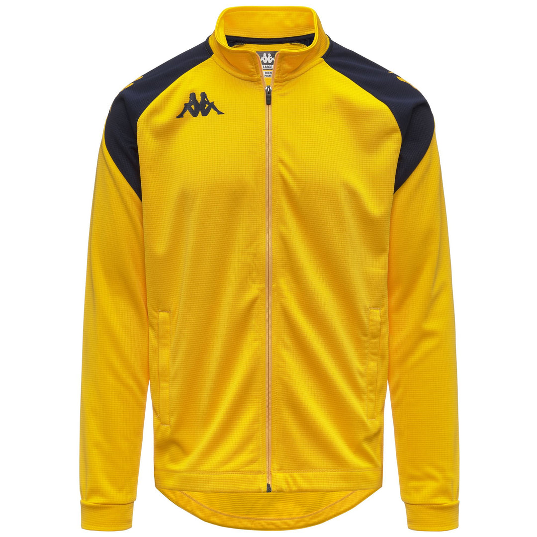 Chaqueta polar de entrenamiento amarilla para hombre con cremallera completa y bolsillos. 01