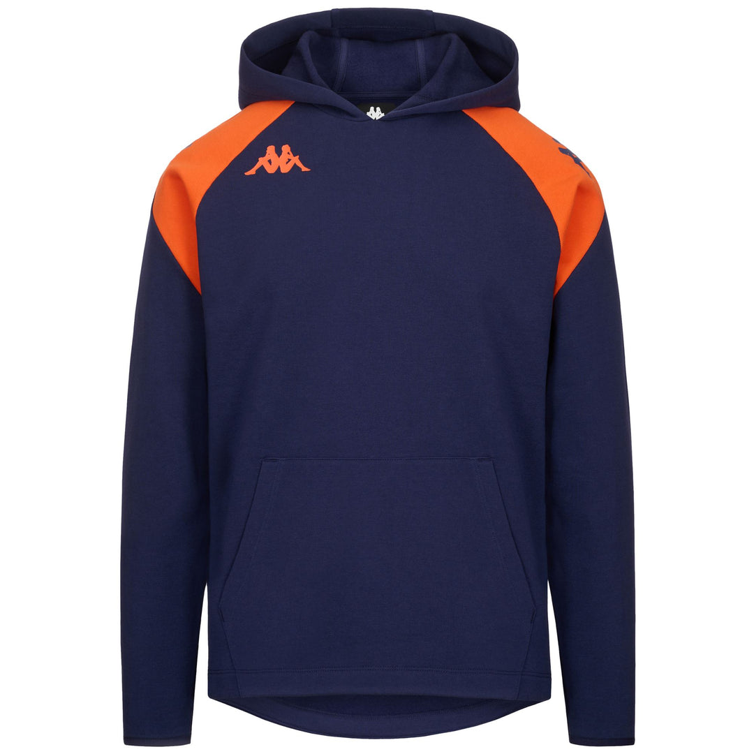 Sweat à capuche de football slim fit pour homme, bleu et orange, en tissu recyclé 01