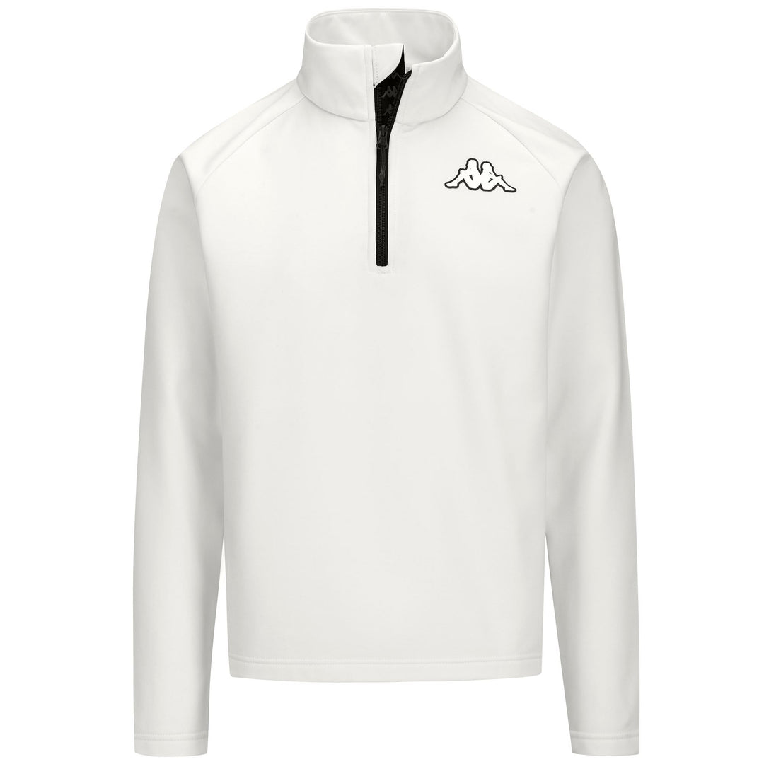 Chaqueta polar unisex blanca con media cremallera y corte entallado main