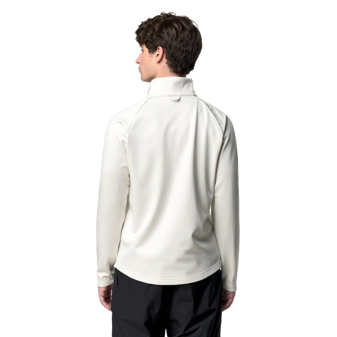 Chaqueta polar unisex blanca con media cremallera y corte entallado main