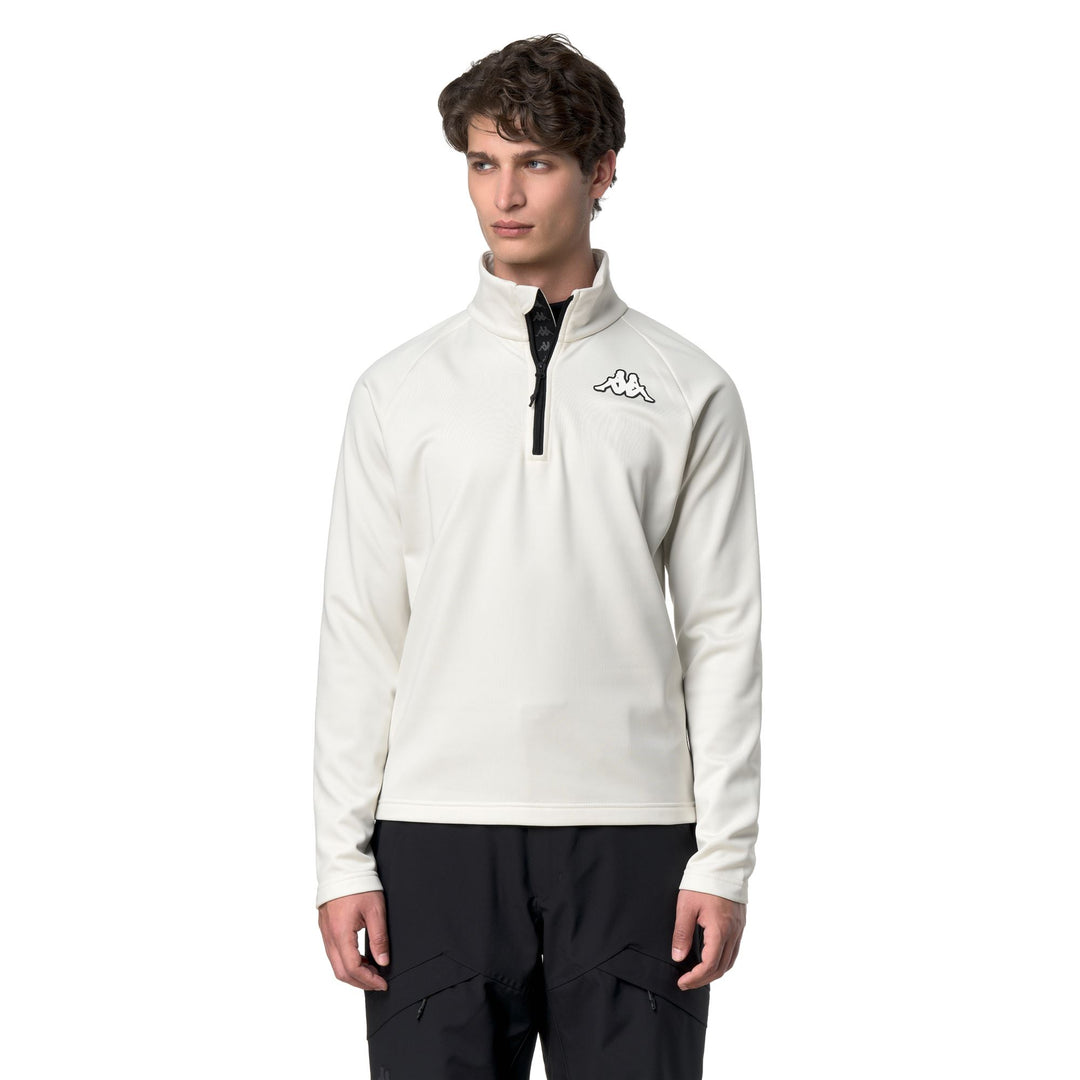 White Unisex Fleece Jacket with Half Zip and Slim Fit 01