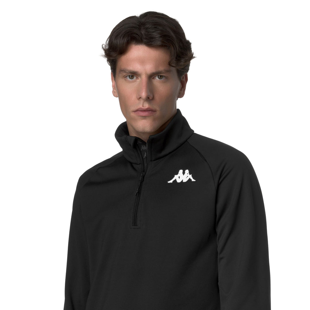 Black Unisex Slim Fit Fleece Jacket with Half Zip main