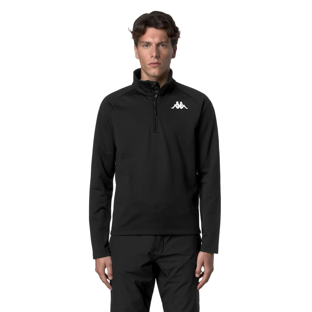 Black Unisex Slim Fit Fleece Jacket with Half Zip 01