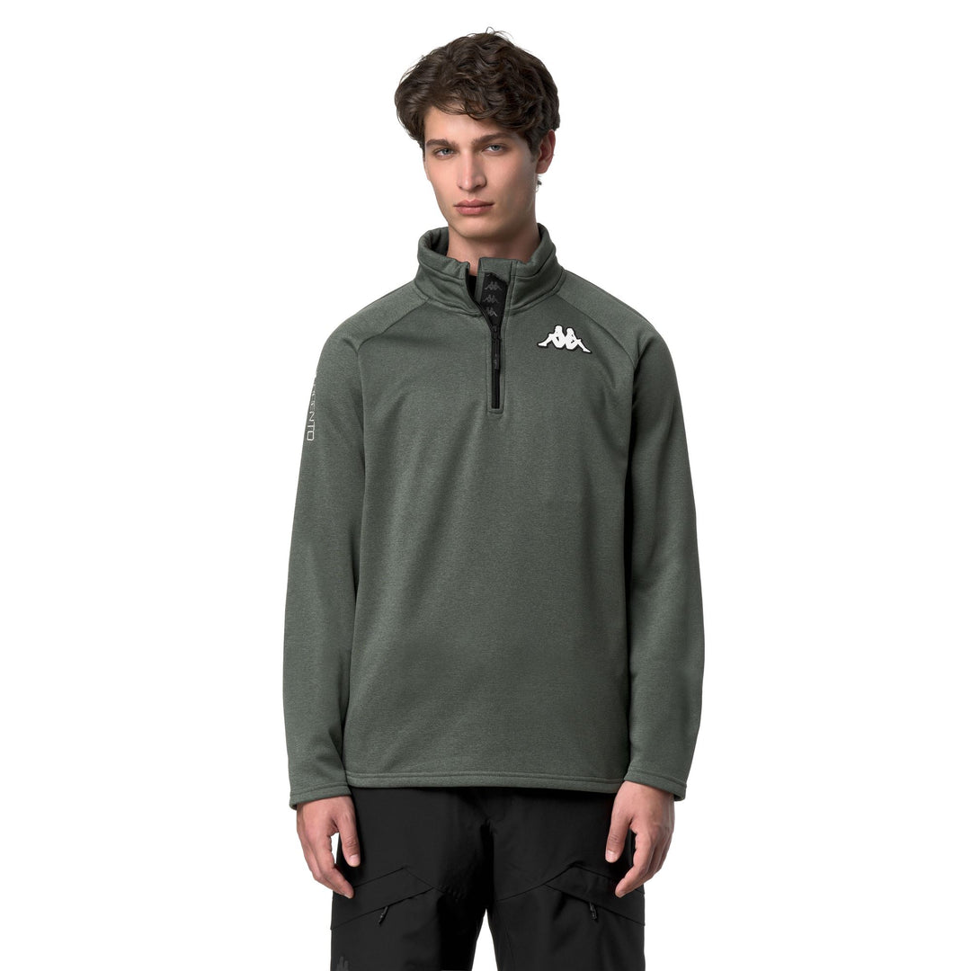 Green Unisex Fleece Jacket with Half Zip and Slim Fit 01