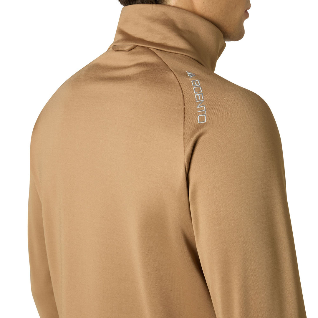 Pull en polaire léger beige unisexe à demi-zip et coupe ajustée main
