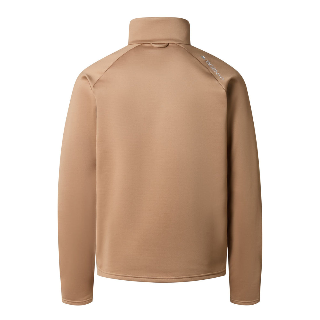 Pull en polaire léger beige unisexe à demi-zip et coupe ajustée main