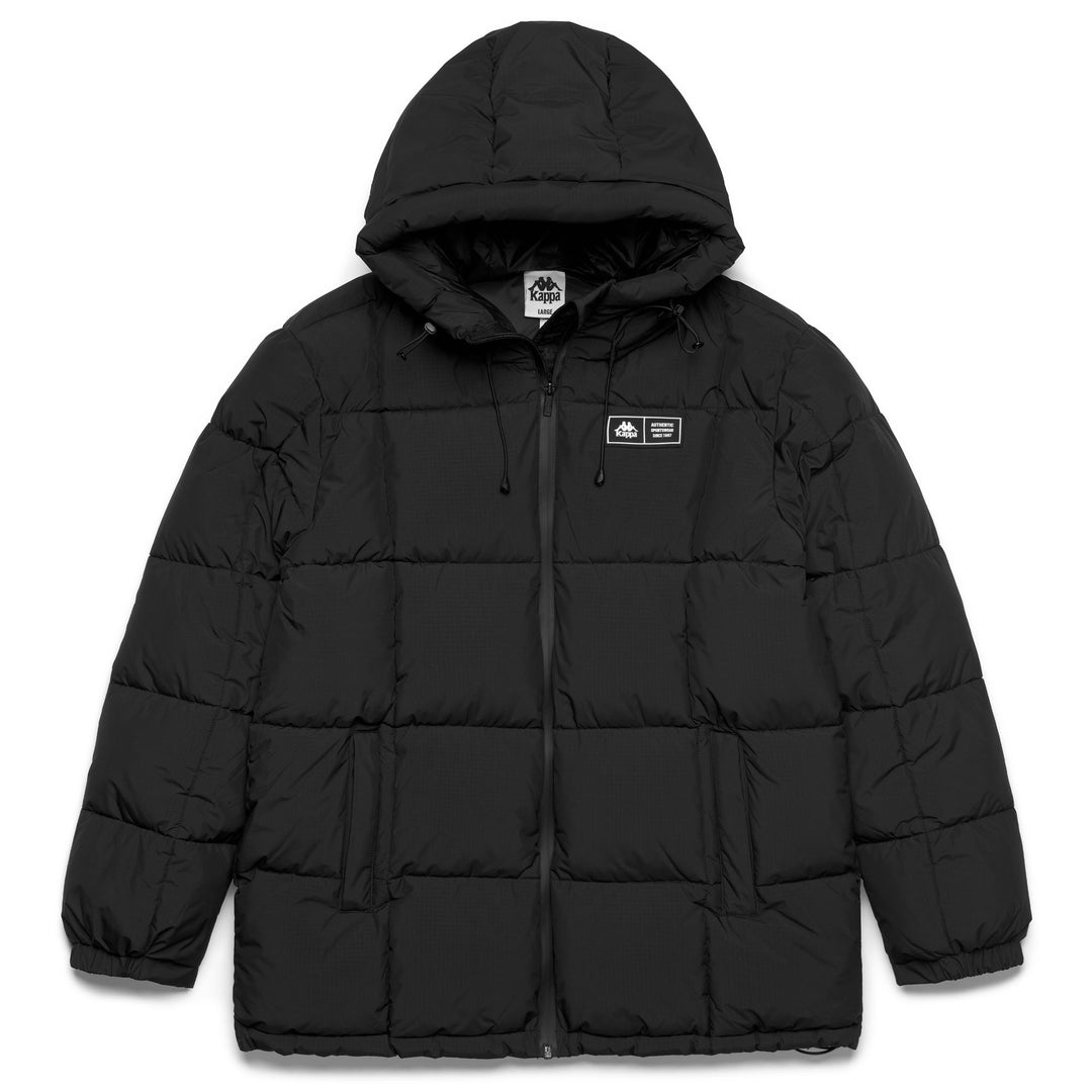 Black Men's Hooded Mid Jacket with REPREVE Padding 01