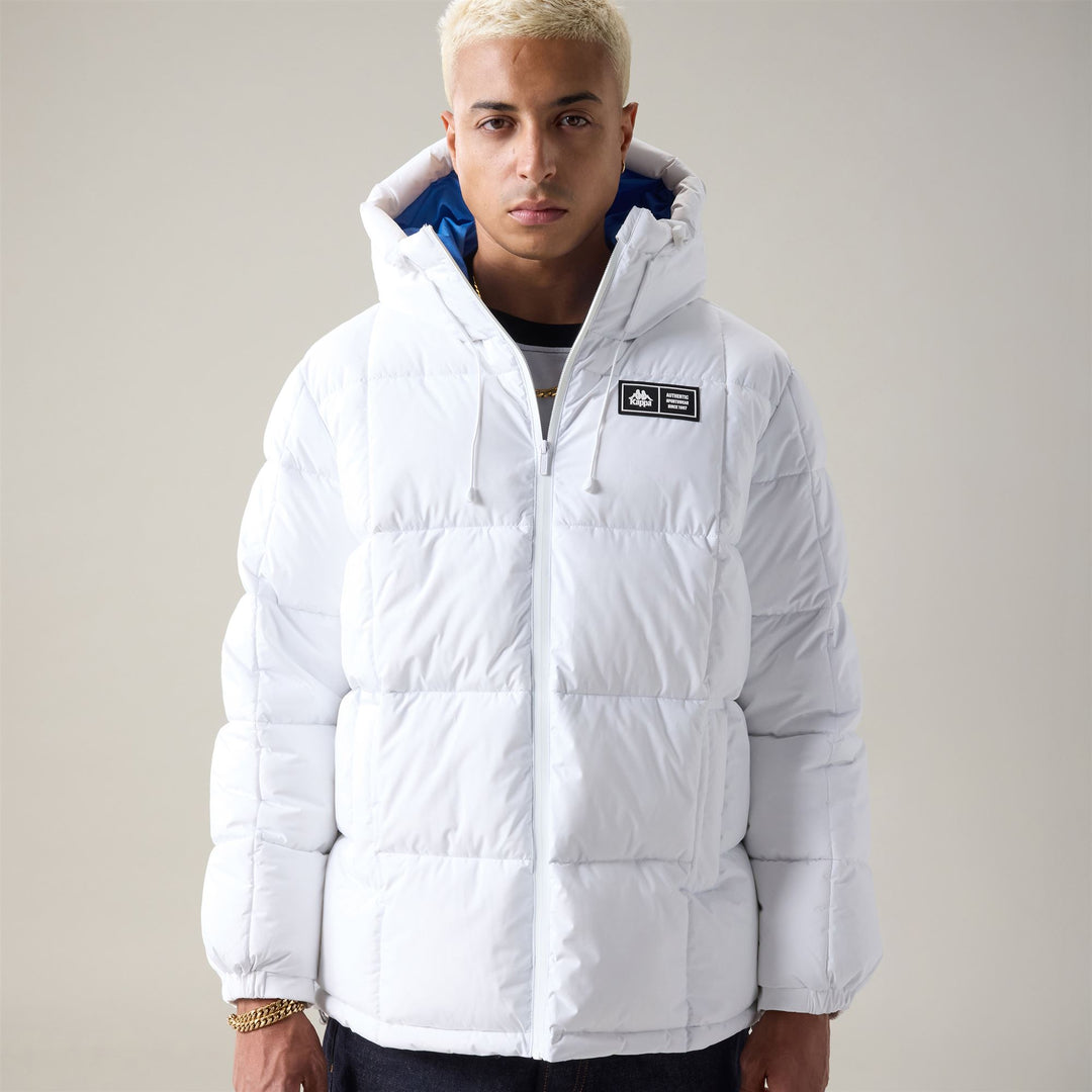 White-blue Men's Hooded Mid Jacket with Repreve Padding 01