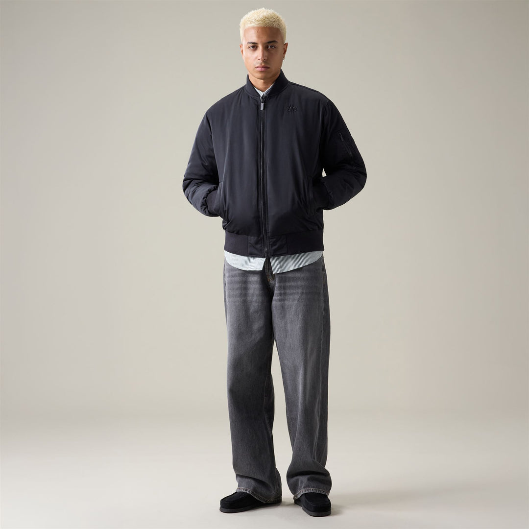 Black and Yellow Men's Bomber Jacket with side pockets 01