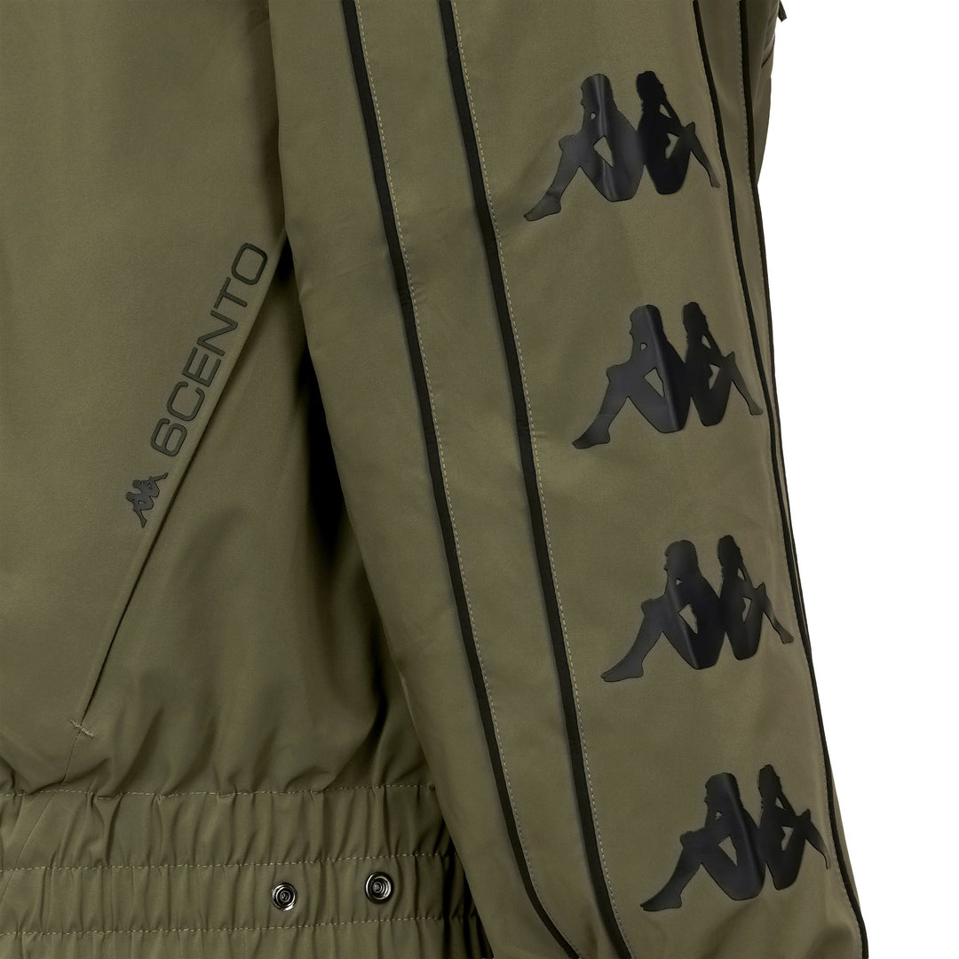 Green Men's Padded Waterproof Ski Jacket with Detachable Hood main