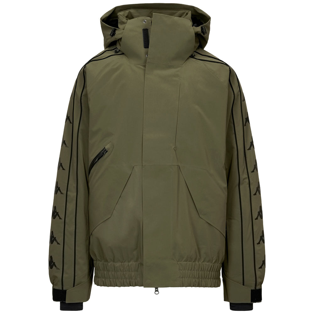 Green Men's Padded Waterproof Ski Jacket with Detachable Hood 02