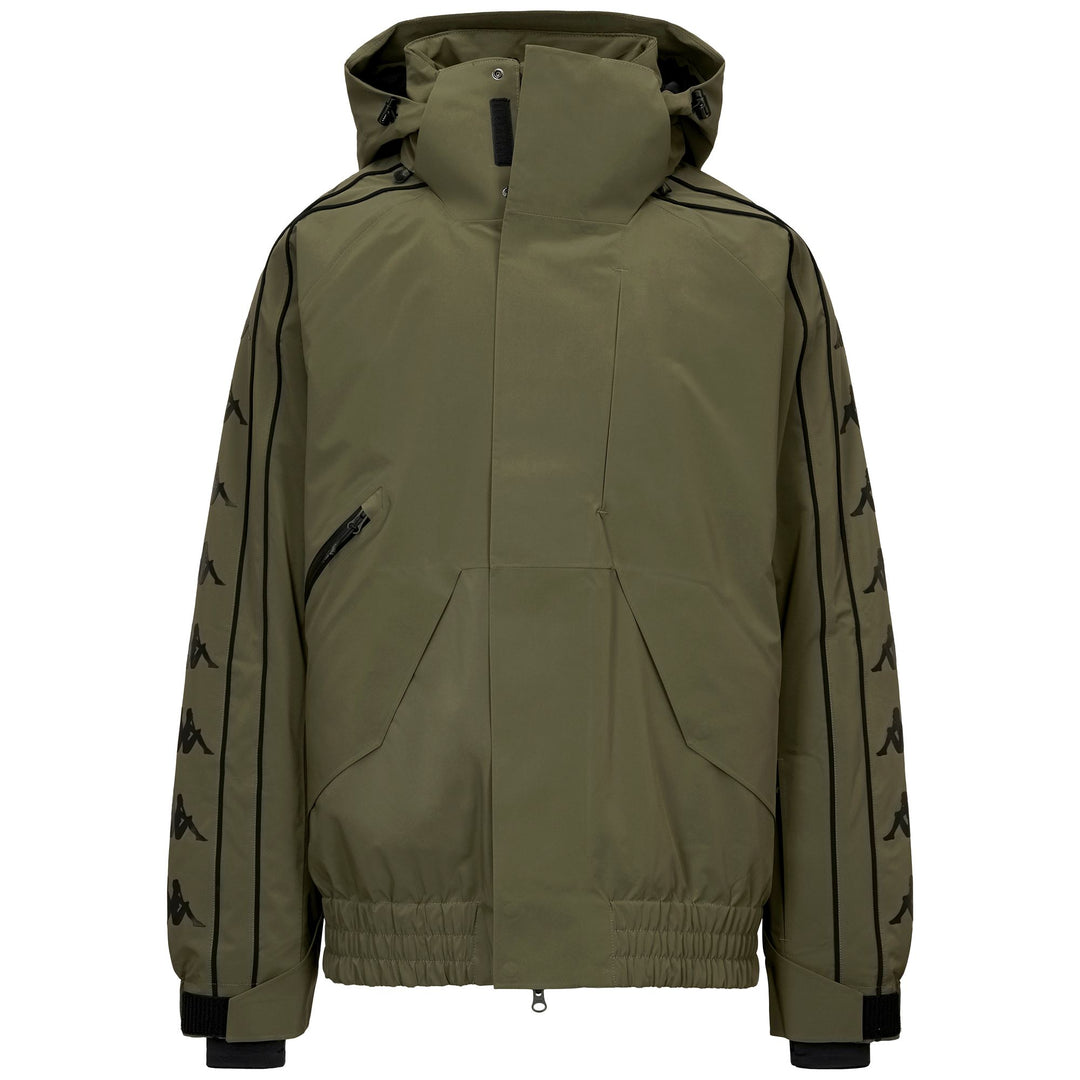 Green Men's Padded Waterproof Ski Jacket with Detachable Hood main