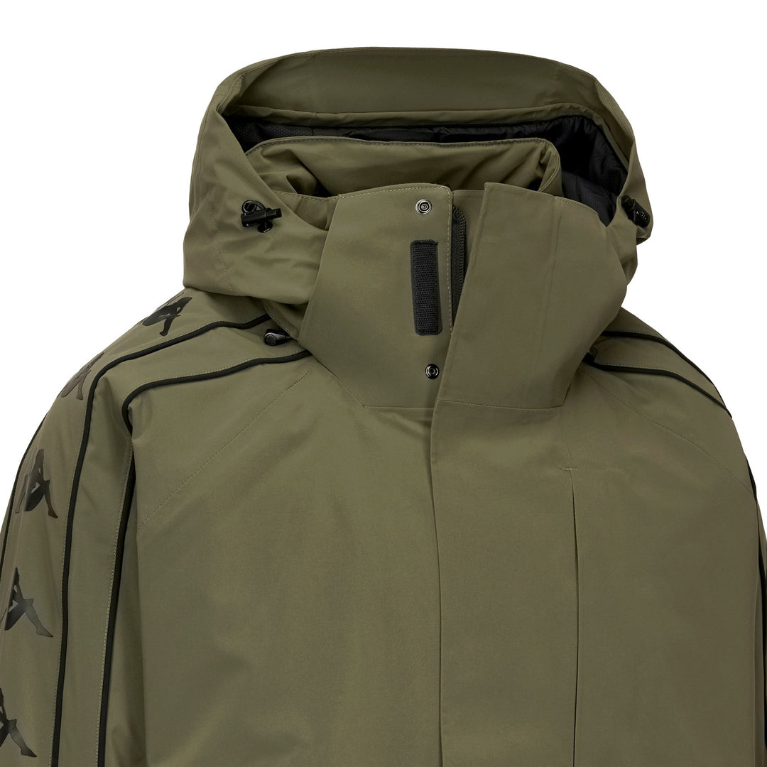 Green Men's Padded Waterproof Ski Jacket with Detachable Hood main
