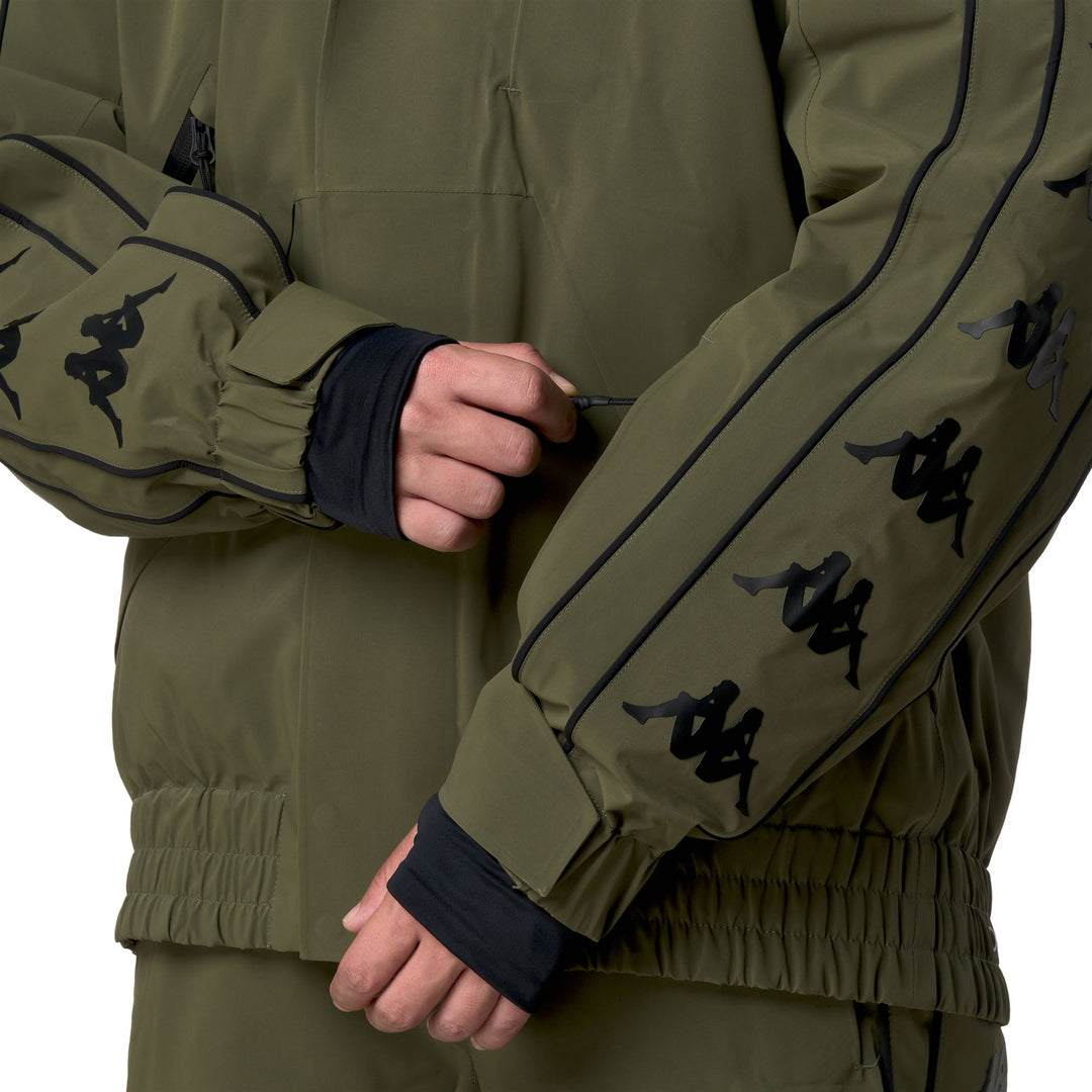 Green Men's Padded Waterproof Ski Jacket with Detachable Hood main