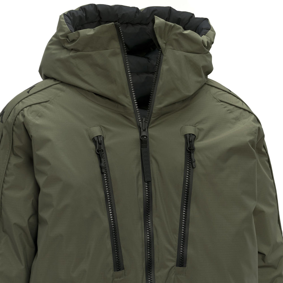 Doudoune de ski réversible oversize pour homme, verte, avec fermetures éclair étanches main