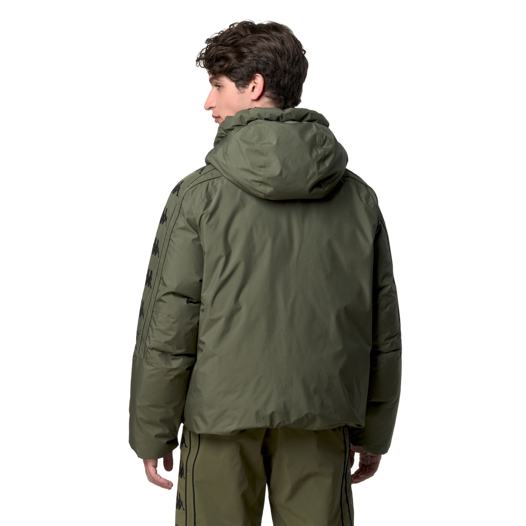 Doudoune de ski réversible oversize pour homme, verte, avec fermetures éclair étanches main