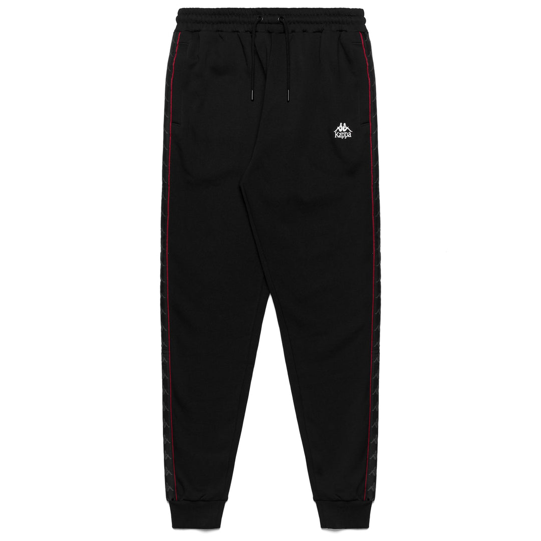 Pantalones deportivos de polar cepillado para hombre, negros y rojos 01